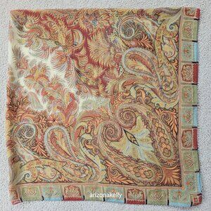 NWOT Etro 100% Silk Square Scarf Crepe Fall Colors Earth Tones Italy Milan